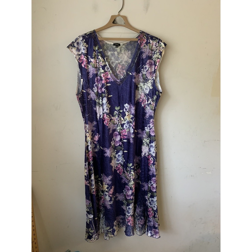 Komarov Womens Dress 3X Floral Crinkle Lace Spring Fairy Cocktail Sexy Charmeuse